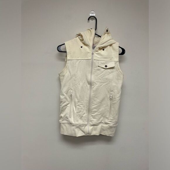 Burton Snowboarding Cream Hooded Sleveless Vest with Pockets SZ XS - Picture 1 of 10